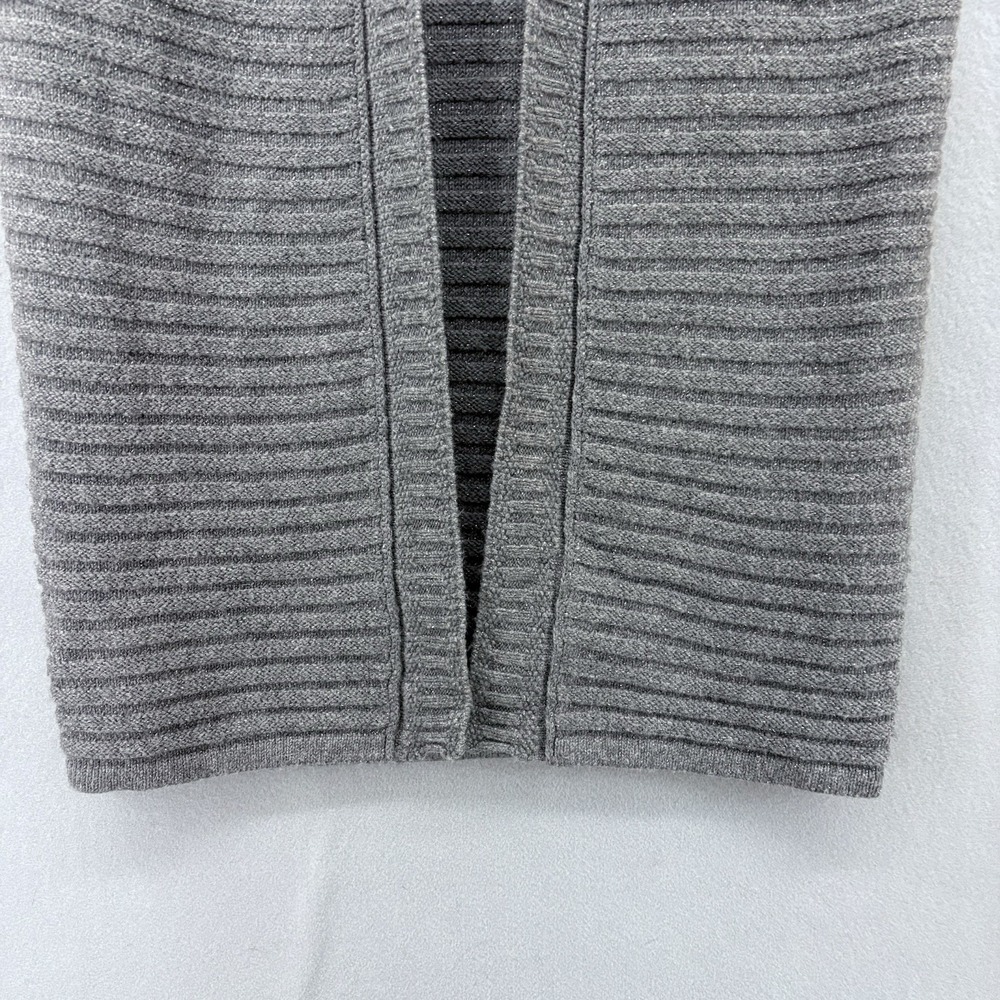 Chicos Size 0 Small Shimmer Long Open Front Sweater Vest Gray Boho Casual Staple - Picture 4 of 10